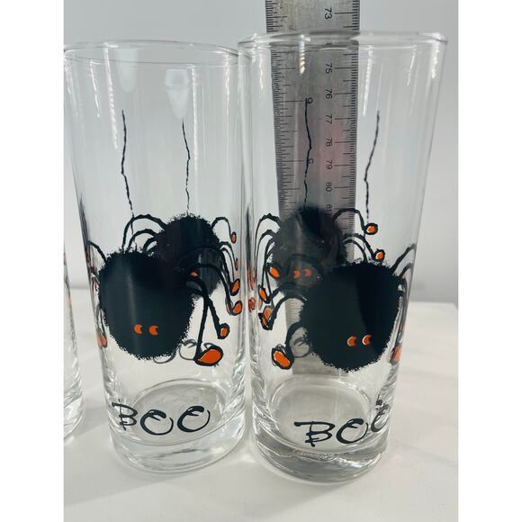 4 Halloween Spider BOO Tall Glasses by Ocean Thailand - Picture 4 of 4